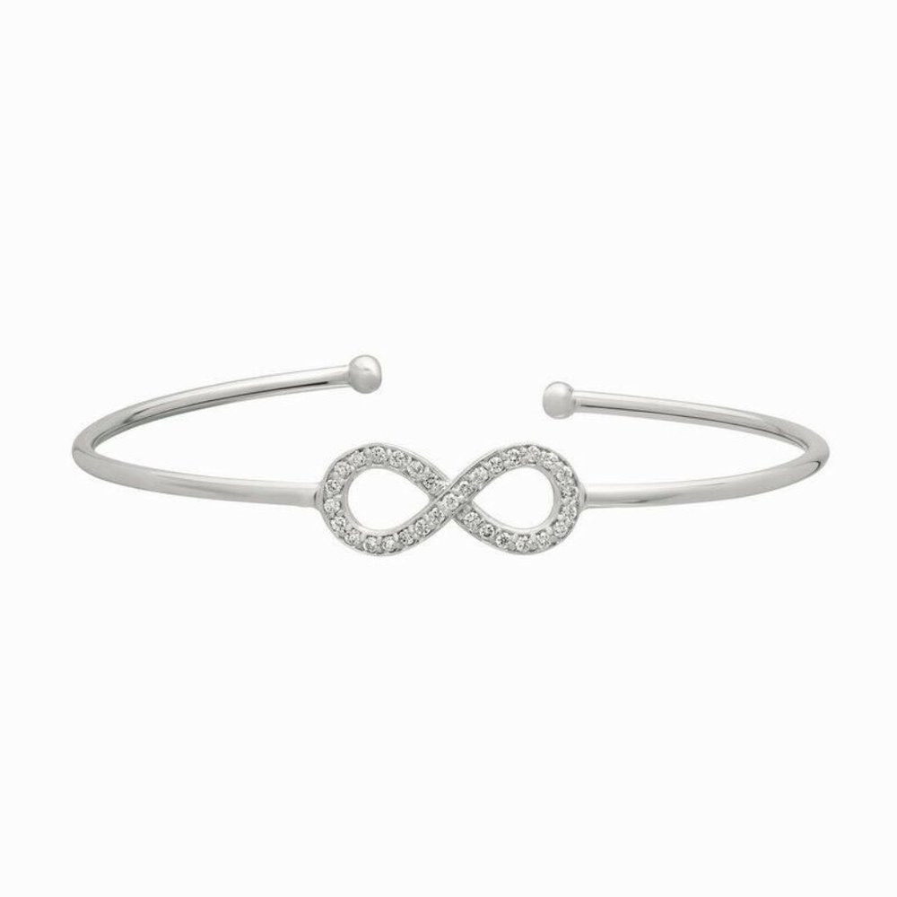 0.40 Carat Natural Diamond Infinity Bangle Bracelet 14K White Gold